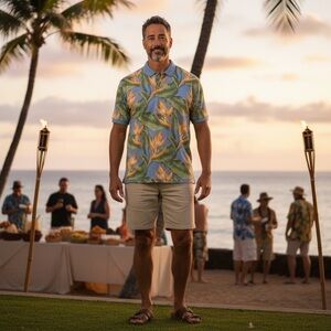 Tommy Bahama Hawaiian Tropical Print Silk Blend Golf Polo Resort Island XXL